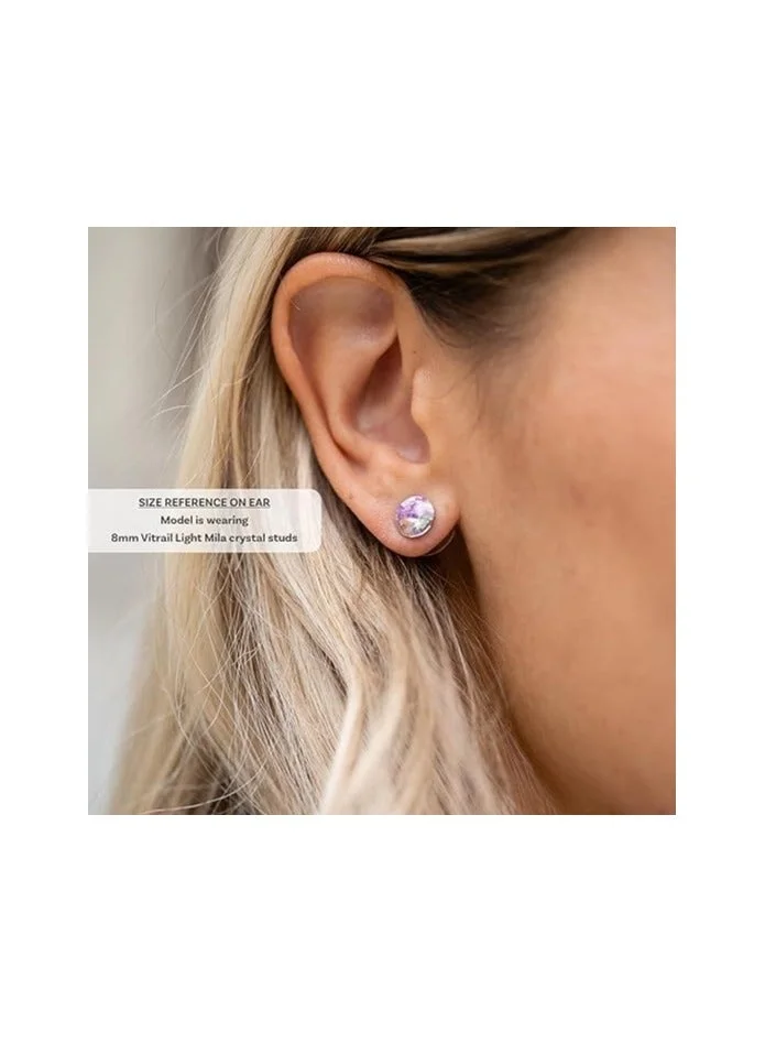 Seona  Seona Mila Crystal Earrings for Women, Hypoallergenic Stainless Ear Studs | Stud Earrings for Sensitive Ears, Medium Lightweight Non-Tarnish Jewelry with Dual Closure Design | 8mm | Light Sapphire for Women | Best Price UAE