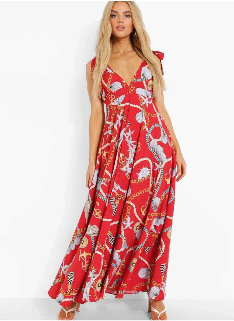 boohoo Tiered Tie Shoulder Dress