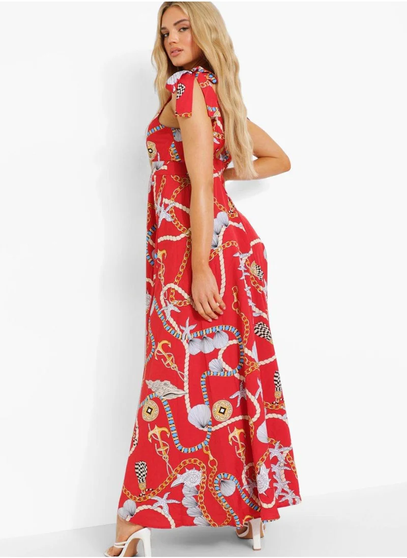 boohoo Tiered Tie Shoulder Dress