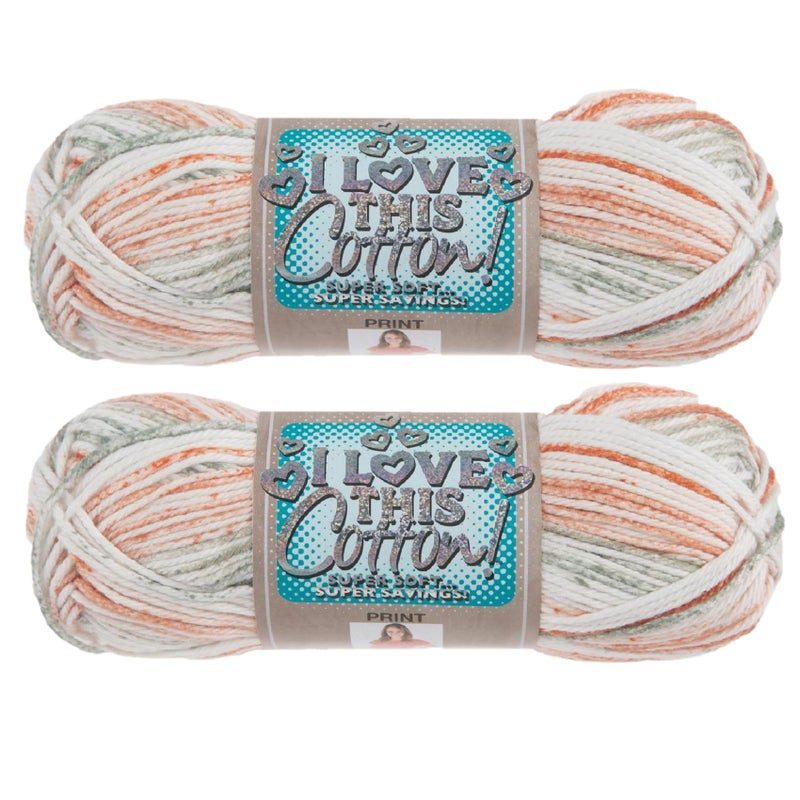 Hobby Lobby Print I Love This Cotton Yarn, 4-Medium, 100% Cotton, Yarn for Crocheting & Knitting Blankets, Hats, Accessories, Set of 2, 372 Rosemary Cottage - Image 1