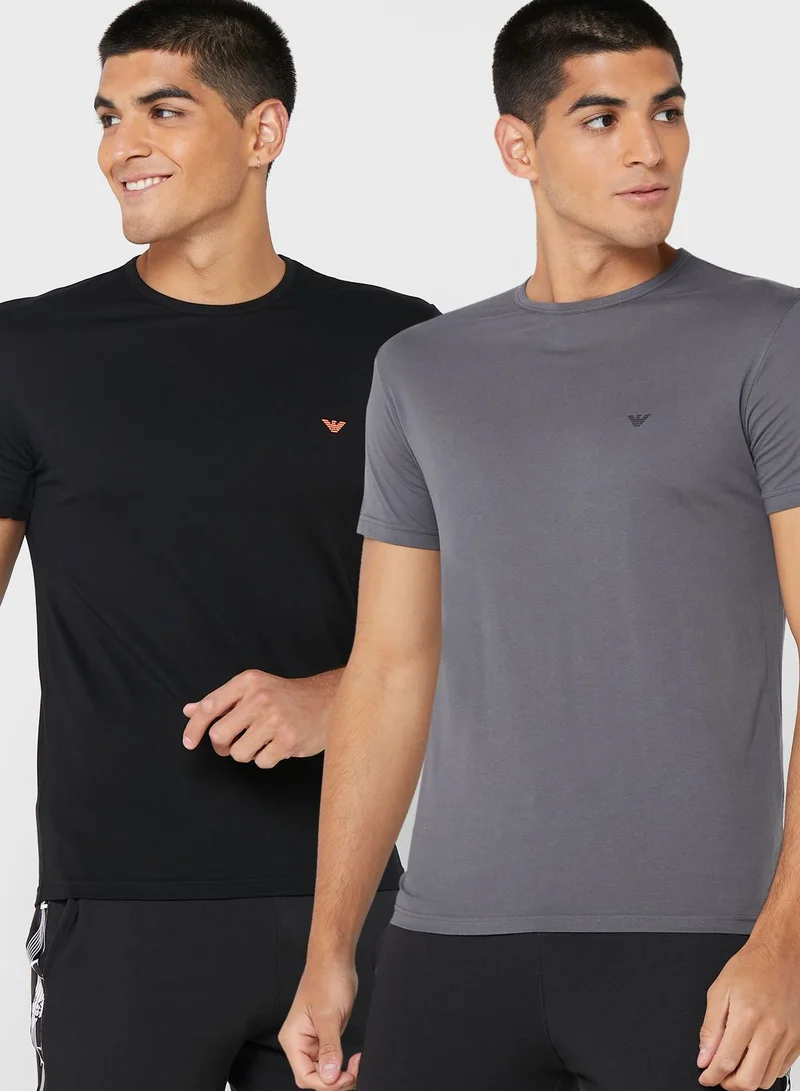 EMPORIO ARMANI 2 Pack Chest Logo Crew Neck T-Shirt