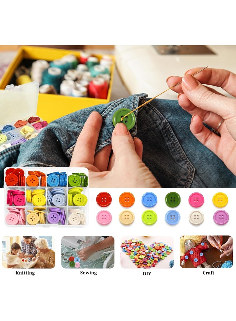 Relex 180Pcs Colorful Buttons, 20MM Round Resin Button Sewing Craft Buttons 12 Color Large Buttons with Storage Box for Sewing Knitting Crafting DIY Handmade (4 Holes) - Image 5