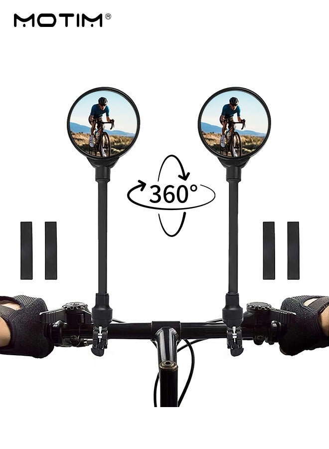 موتيم 2 قطعة مرآة دراجة هوائية، مرآة الرؤية الخلفية لمقود الدراجات، مرآة الرؤية الخلفية العالمية للدراجات الهوائية بزاوية 360 درجة، مرآة الرؤية الخلفية للدراجة بخرطوم شفاف قابل للتعديل - Image 2