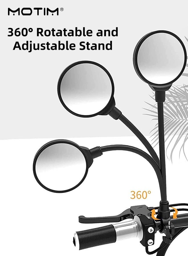 موتيم 2 قطعة مرآة دراجة هوائية، مرآة الرؤية الخلفية لمقود الدراجات، مرآة الرؤية الخلفية العالمية للدراجات الهوائية بزاوية 360 درجة، مرآة الرؤية الخلفية للدراجة بخرطوم شفاف قابل للتعديل - Image 3