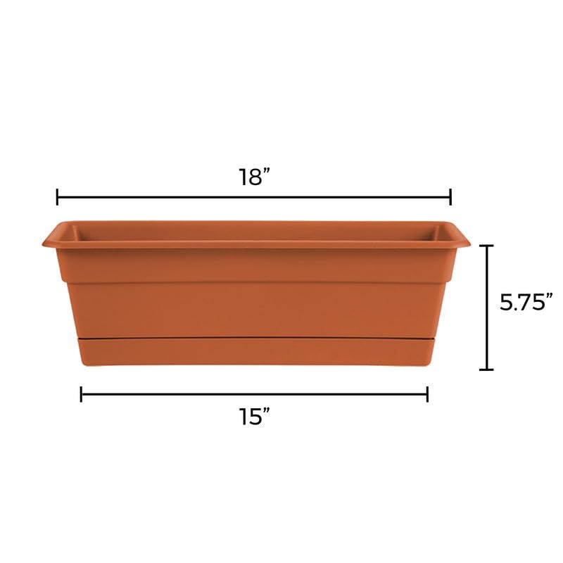 Bloem Dura Cotta Window Box Planter: 18" - Terra Cotta- with Tray, Weatherproof Resin Box, Removable Tray for Indoor & Outdoor Use, Gardening, 2 Gallon Capacity - Image 3