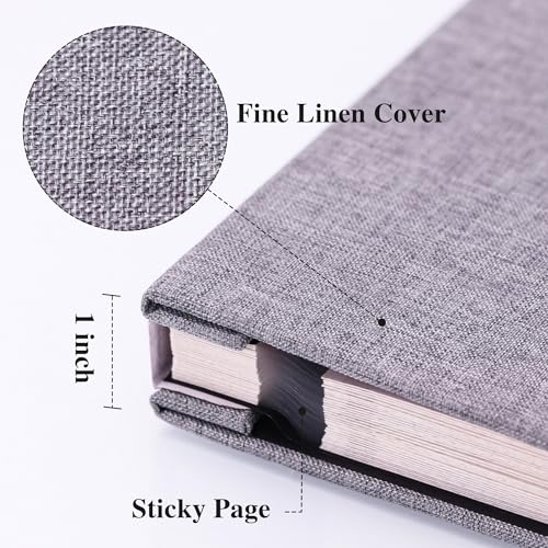 Vienrose Large Photo Album Self Adhesive for 4x6 8x10 Pictures Linen Scrapbook Album DIY 40 Blank Pages with A Metallic Pen - Image 3