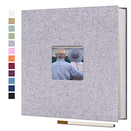 Vienrose Large Photo Album Self Adhesive for 4x6 8x10 Pictures Linen Scrapbook Album DIY 40 Blank Pages with A Metallic Pen - Image 1