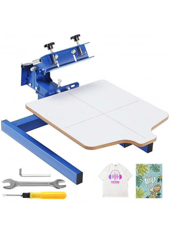 VEVOR Screen Printing Machine, 1 Color 1 Station Silk Screen Printing Press, 21.2x17.7in / 54x45cm Screen Printing Press, Double-Layer Positioning Pallet, Adjustable Tension for T-Shirt DIY Printing - Image 1