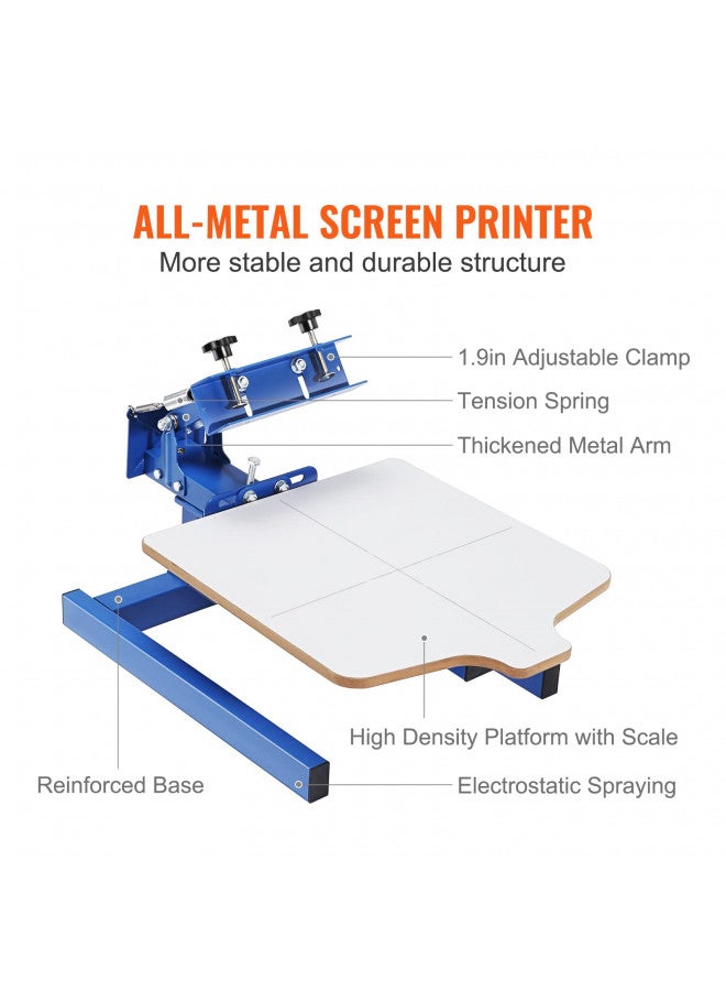 VEVOR Screen Printing Machine, 1 Color 1 Station Silk Screen Printing Press, 21.2x17.7in / 54x45cm Screen Printing Press, Double-Layer Positioning Pallet, Adjustable Tension for T-Shirt DIY Printing - Image 5