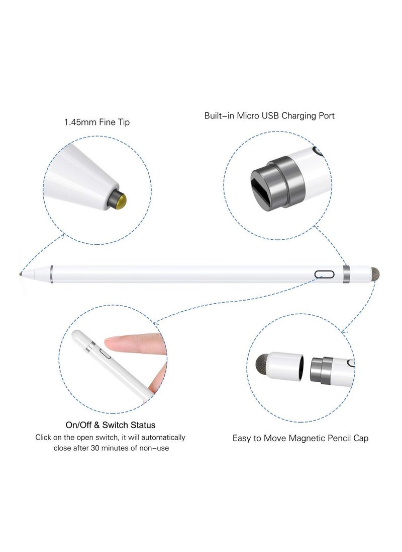 BGM Active Stylus Pen with Palm Rejection for Precise Writing/Drawing Compatible with Apple iPad White  - Image 4