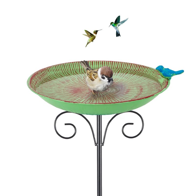 VEWOSTAR Metal Bird Bath for Outdoor10 Standing Frees Birdfeeder with Metal StakeVintage Bird Baths Feeder Bowl for Outdoors Garden Patio Yard Lawn Decor Green - Image 2
