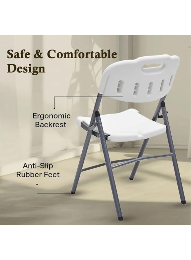 Folding Plastic Dining Chair – Lightweight Foldable Chair for Indoor Outdoor Use, Camping, Picnic, Beach, Balcony, BBQ, Events – Portable White Plastic Chair with Steel Frame - Image 3