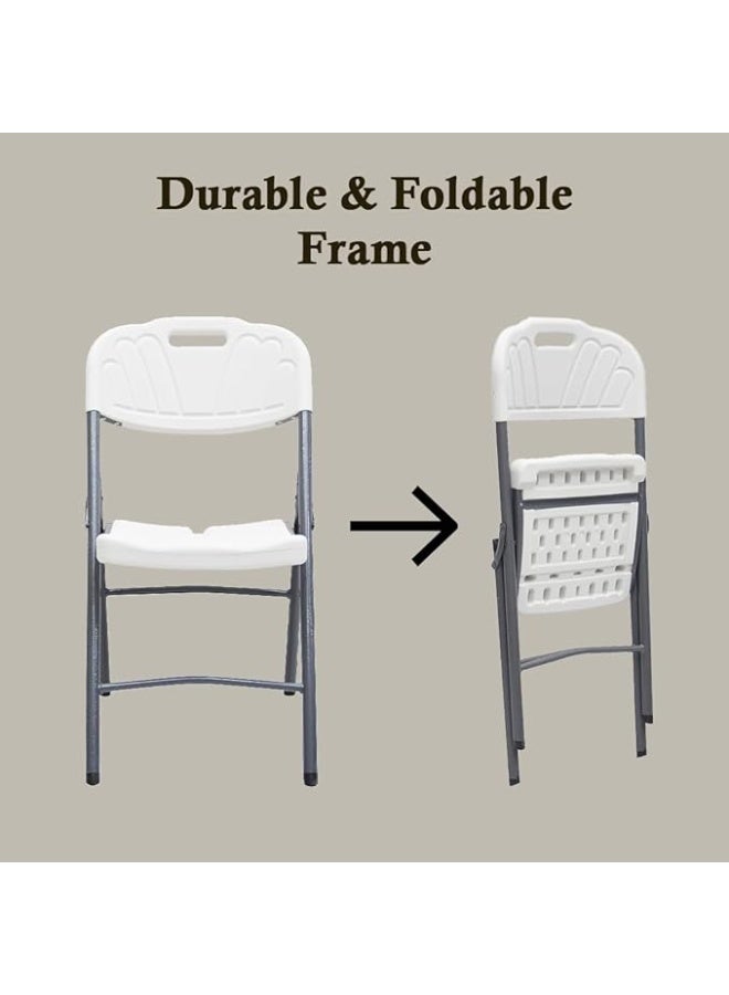 Folding Plastic Dining Chair – Lightweight Foldable Chair for Indoor Outdoor Use, Camping, Picnic, Beach, Balcony, BBQ, Events – Portable White Plastic Chair with Steel Frame - Image 2