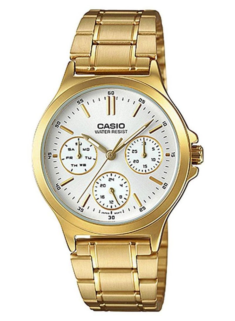CASIO Women Stainless Steel Chronograph Watch LTP-V300G-7A - 34 mm - Gold - Image 1