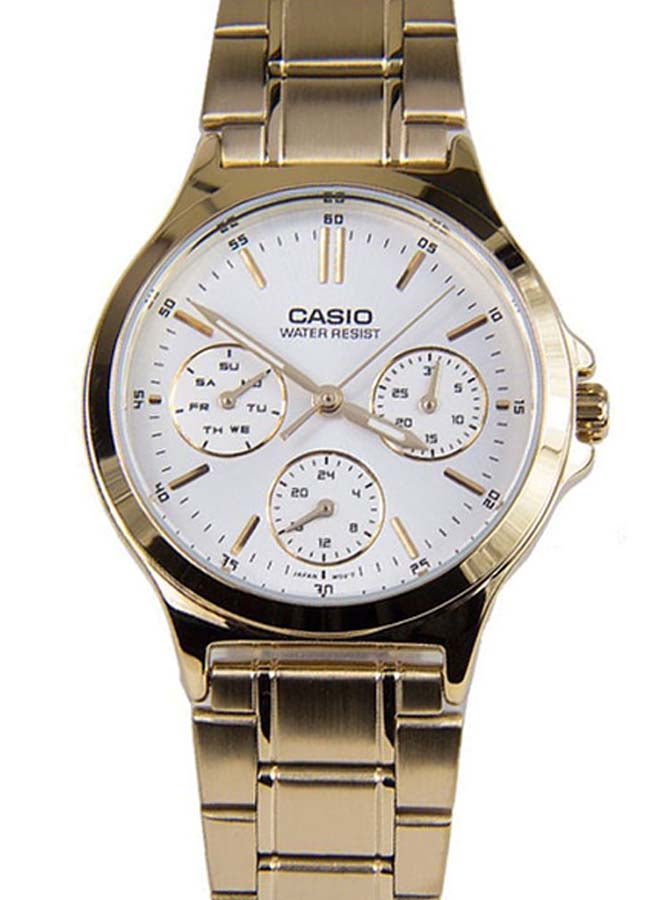 CASIO Women Stainless Steel Chronograph Watch LTP-V300G-7A - 34 mm - Gold - Image 3