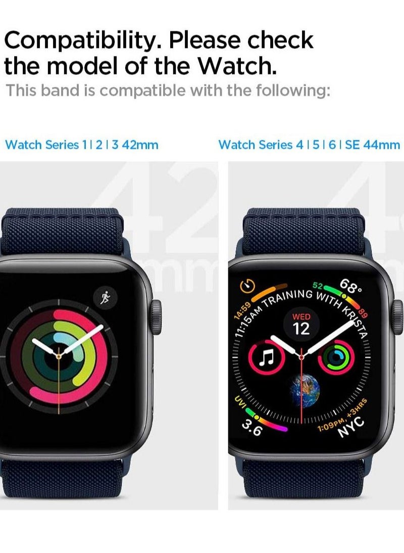 Spigen - Lite Fit Band for Apple Watch Ultra 49mm, Series 8 /7 45mm and Series 6/SE2/SE/5/4/3/2/1 44mm/42mm Nylon Solo Loop - Navy - Image 1