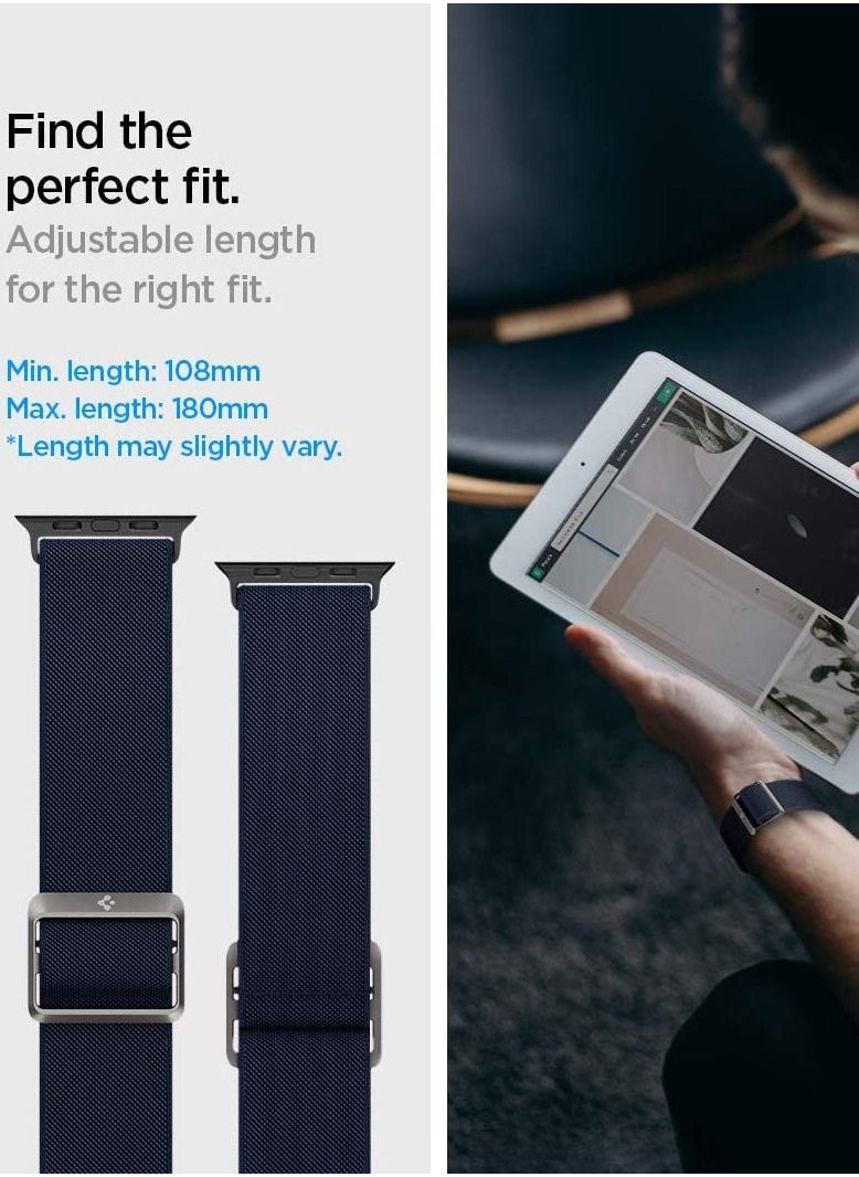 Spigen - Lite Fit Band for Apple Watch Ultra 49mm, Series 8 /7 45mm and Series 6/SE2/SE/5/4/3/2/1 44mm/42mm Nylon Solo Loop - Navy - Image 1