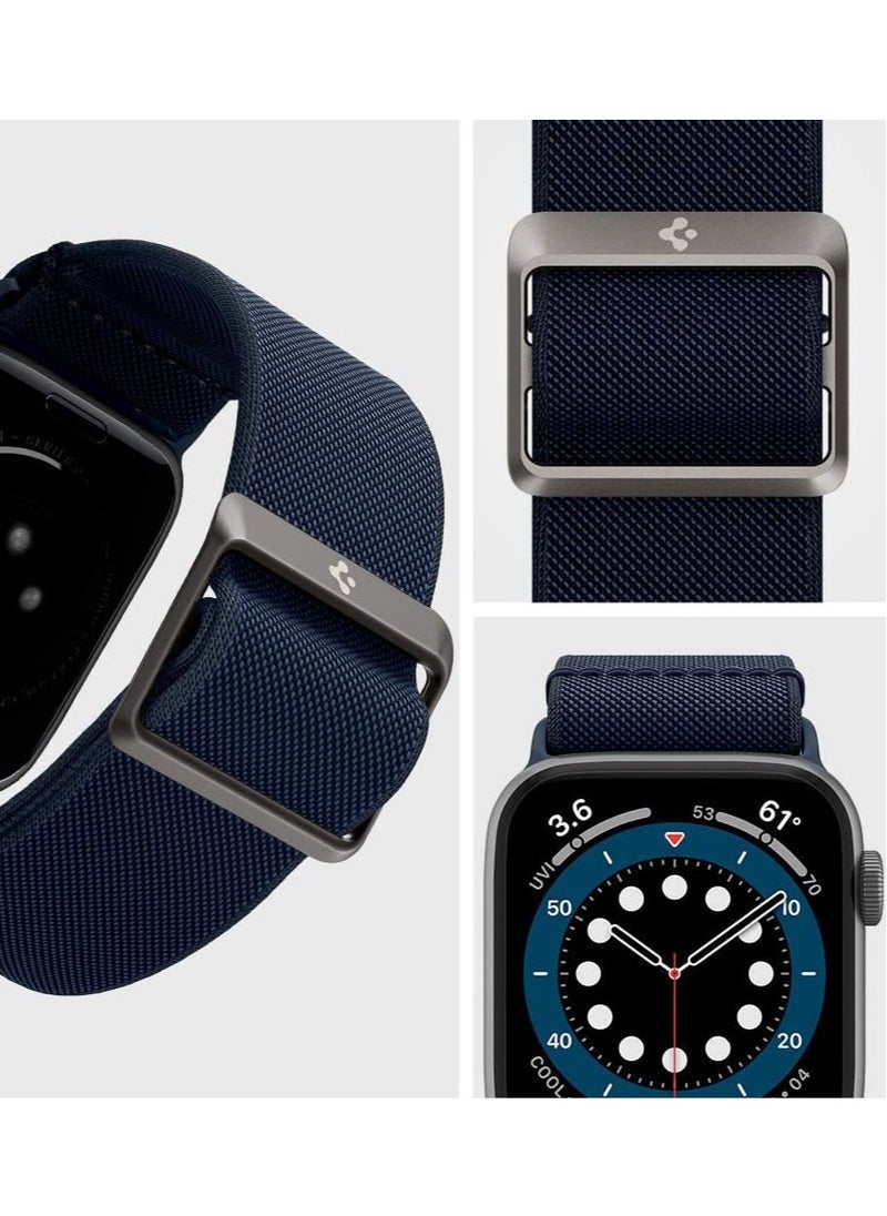 Spigen - Lite Fit Band for Apple Watch Ultra 49mm, Series 8 /7 45mm and Series 6/SE2/SE/5/4/3/2/1 44mm/42mm Nylon Solo Loop - Navy - Image 1