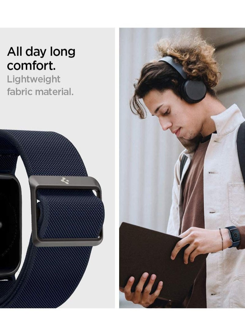 Spigen - Lite Fit Band for Apple Watch Ultra 49mm, Series 8 /7 45mm and Series 6/SE2/SE/5/4/3/2/1 44mm/42mm Nylon Solo Loop - Navy - Image 1