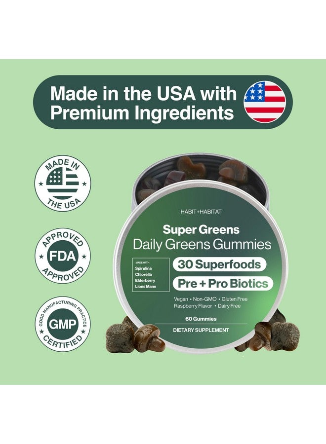 HABIT + HABITAT هبيط + هابيتات يومية غرينز جومي - نكهة التوت الغني بالمغذيات مع الكلوريلا، السبيرولينا، الشمندر، فطر الأسد، الأشواغاندا والريشي من أجل الحيوية، العافية والدعم العشبي - Image 5