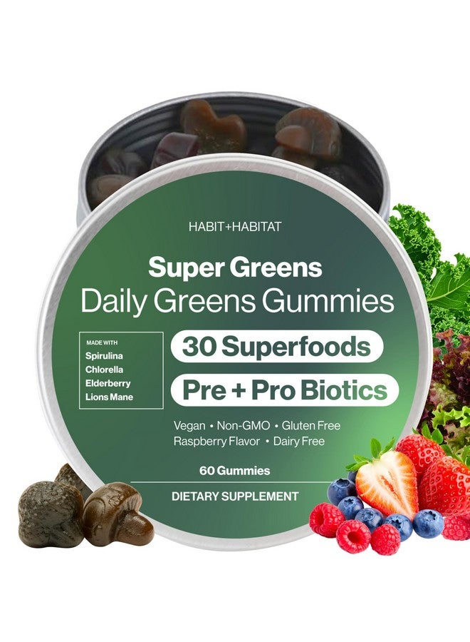 HABIT + HABITAT هبيط + هابيتات يومية غرينز جومي - نكهة التوت الغني بالمغذيات مع الكلوريلا، السبيرولينا، الشمندر، فطر الأسد، الأشواغاندا والريشي من أجل الحيوية، العافية والدعم العشبي - Image 1