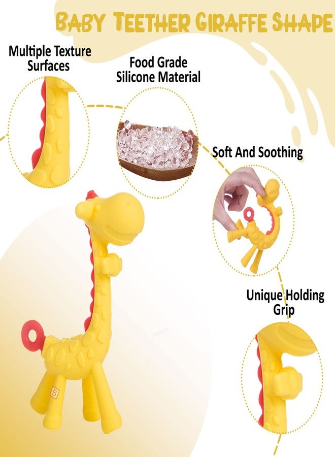 Bembika Baby Teether Toys Giraffe Shape, Baby Teether Silicone, Baby Teether Keys, Baby Teether Toothbrush (Yellow Color). - Image 2