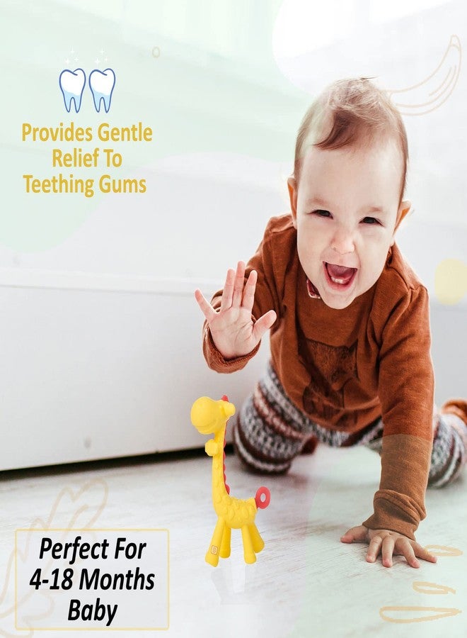 Bembika Baby Teether Toys Giraffe Shape, Baby Teether Silicone, Baby Teether Keys, Baby Teether Toothbrush (Yellow Color). - Image 4