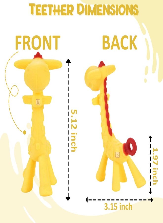 Bembika Baby Teether Toys Giraffe Shape, Baby Teether Silicone, Baby Teether Keys, Baby Teether Toothbrush (Yellow Color). - Image 3