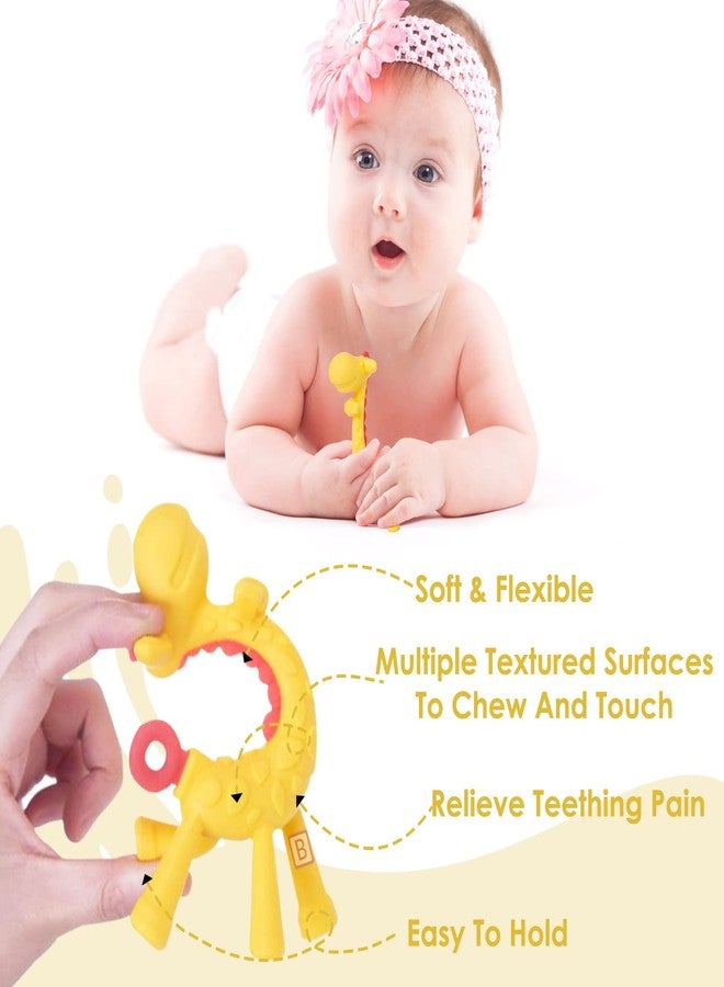 Bembika Baby Teether Toys Giraffe Shape, Baby Teether Silicone, Baby Teether Keys, Baby Teether Toothbrush (Yellow Color). - Image 5