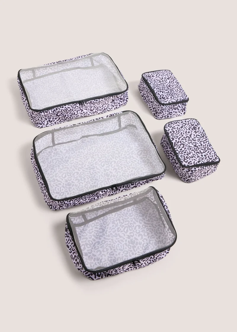 ماتلان 5 Pack Leopard Packing Cubes White