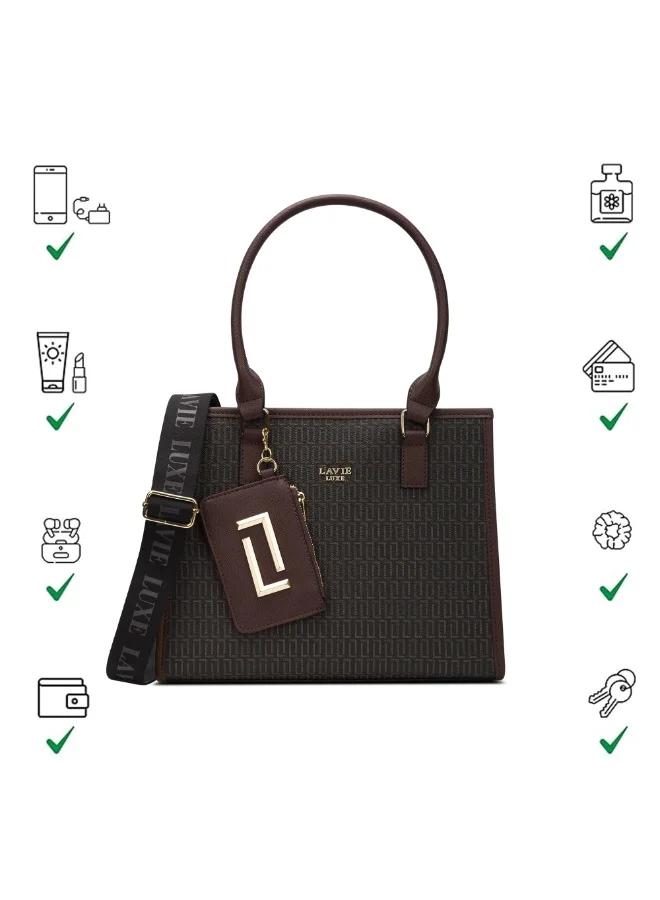 Lavie Luxe Women's Mono Quad25 Medium Handbag (Choco)