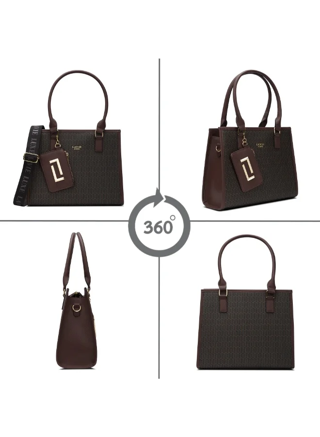 Lavie Luxe Women's Mono Quad25 Medium Handbag (Choco)