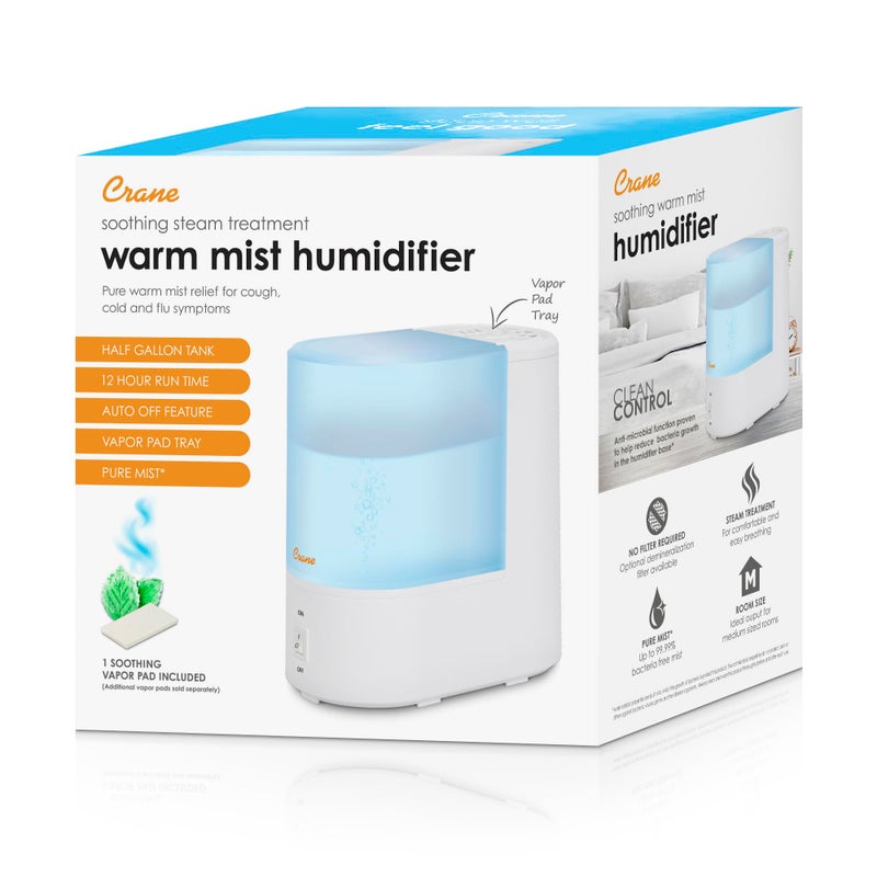 Crane Warm Mist Humidifier, Small Humidifier for Bedroom, Office, Vapor Pad Tray, Soothing Warm Mist Humidifiers For Bedroom, Relief for Dry Air, Quiet Operation, Auto Shut-Off, Desk Humidifiers - Image 4