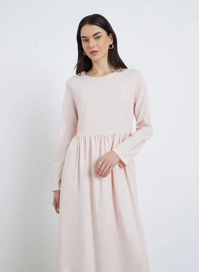 Take Two Take Two Elegant Pink Maxi Dress with Long Sleeves