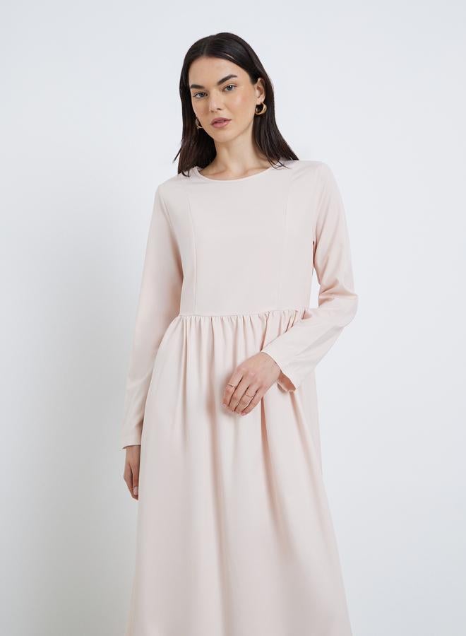 تايك تو فستان ماكسي أنيق وردي بأكمام طويلة - Image 2