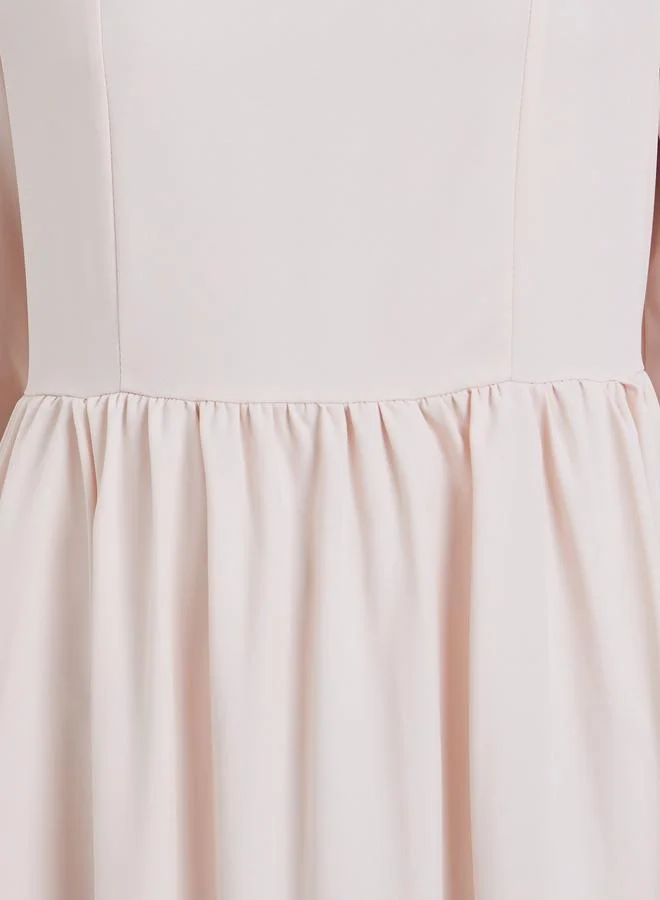 تايك تو Take Two Elegant Pink Maxi Dress with Long Sleeves
