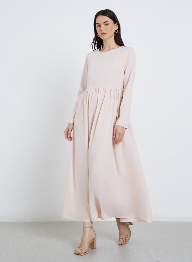 تايك تو فستان ماكسي أنيق وردي بأكمام طويلة - Image 3