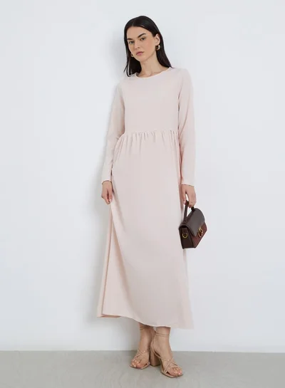 تايك تو فستان ماكسي أنيق وردي بأكمام طويلة