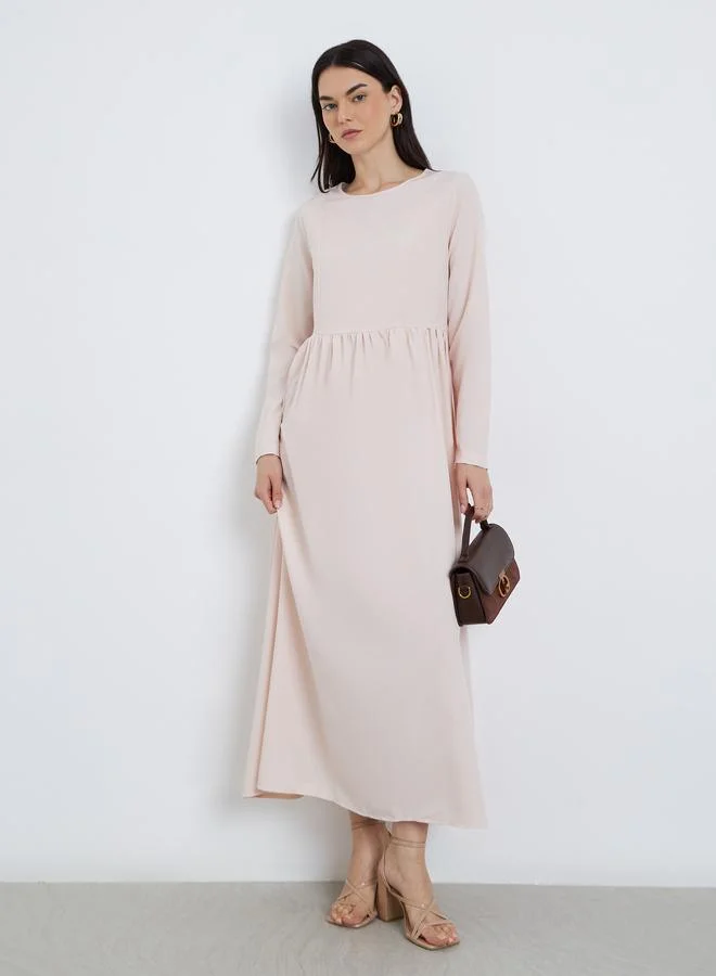 Take Two Take Two Elegant Pink Maxi Dress with Long Sleeves