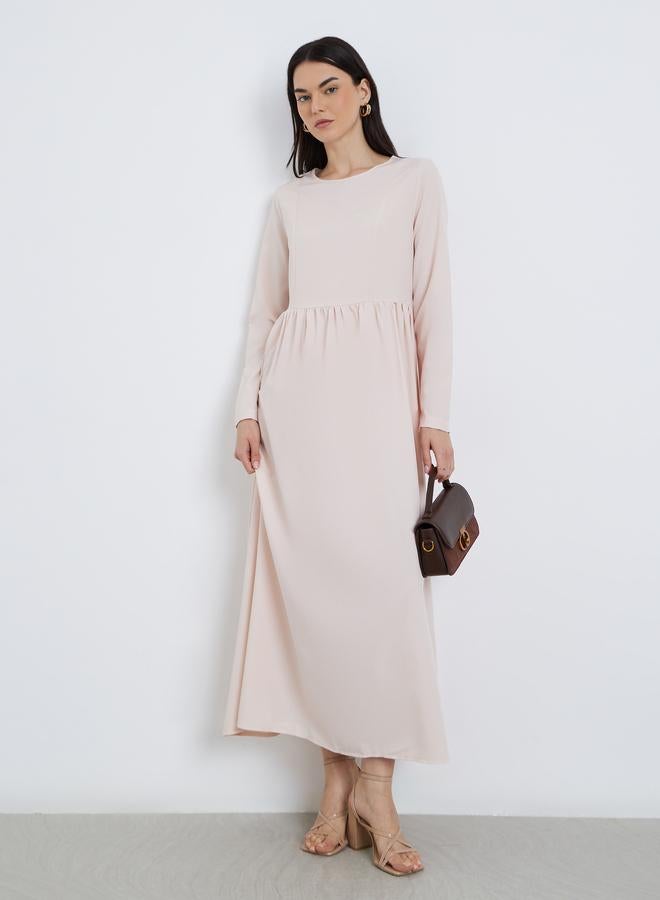 تايك تو فستان ماكسي أنيق وردي بأكمام طويلة - Image 1