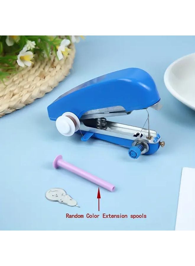 Portable Handheld Sewing Machine Kit Blue Color With 2 Gifts Easy Home Sewing For Beginners And Travelers - Image 1