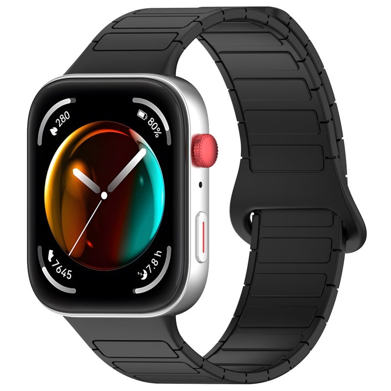 إيروريكس سوار ساعة هواوي واتش فيت 3 من السيليكون المغناطيسي ثنائي اللون (أسود) - Image 1