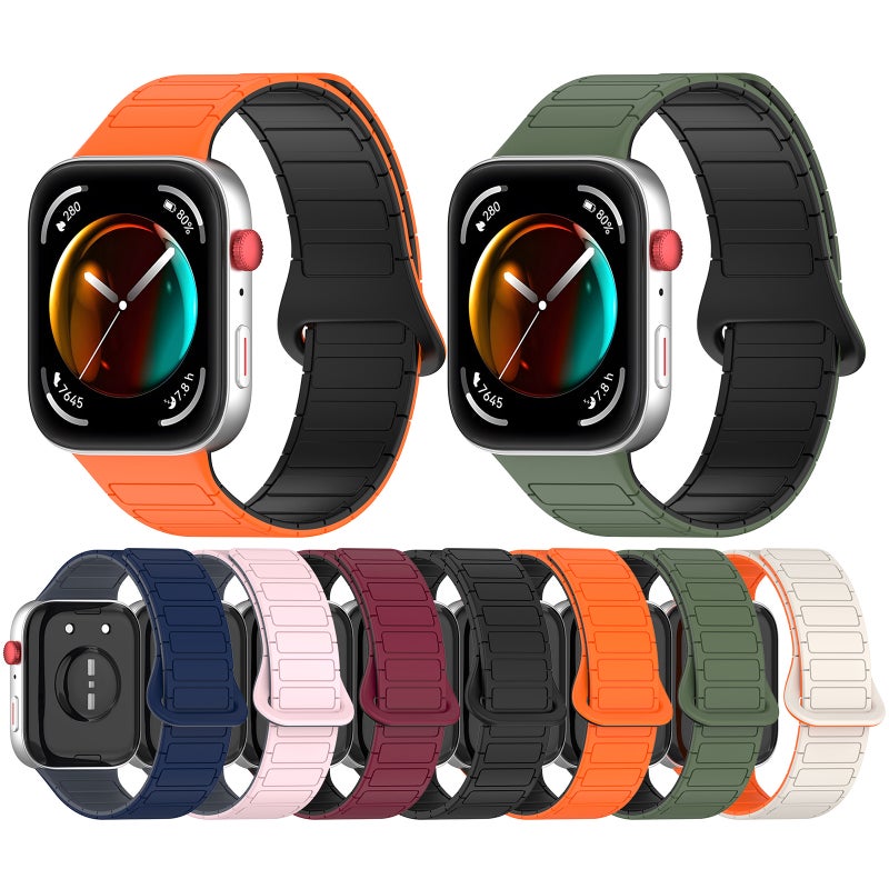 إيروريكس سوار ساعة هواوي واتش فيت 3 من السيليكون المغناطيسي ثنائي اللون (أسود) - Image 5