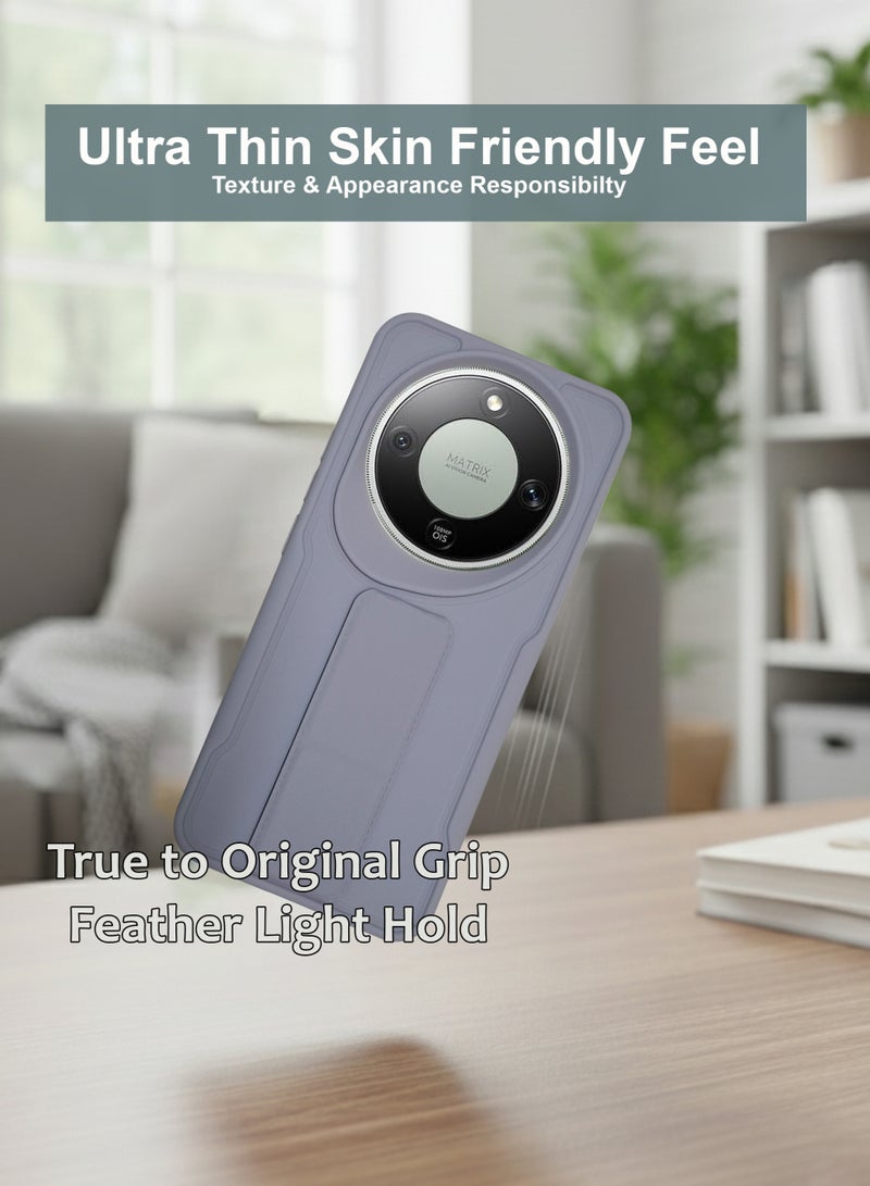 Honor X9d Hand Grip Case Cover - Magnetic Hand Grip Holder & Kickstand - Strong Grip for Magnetic Car Holder, Stylish Silicone Case & Functional, Ultimate Convenience & Hands-Free Viewing - Grey - Image 2