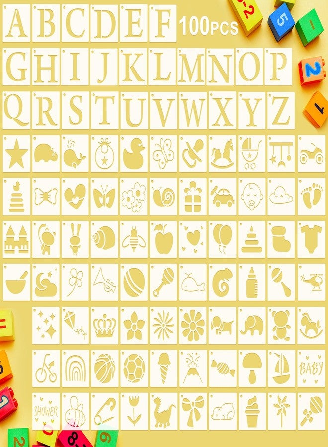 Fainne 100 Pcs Small Stencils for Crafts, 1.5 Inch Reusable Painting Stencils Painting Crafts Templates for Wood, Wall, Home Decor, Canvas, Fabric (Cute Style) - Image 1