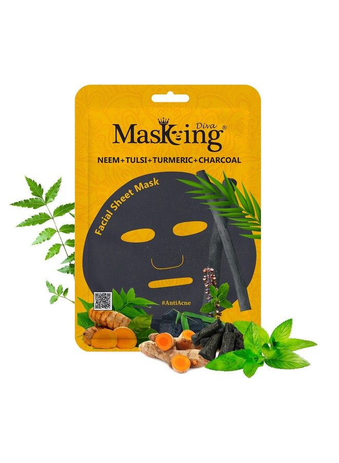 MASKING Diva Charcoal Facial Sheet Mask Combo; Natural Charcoal Sheet Mask ;Face Sheet Mask For Women Men Combo Pack Of 05 (100Ml/G)  - Image 4
