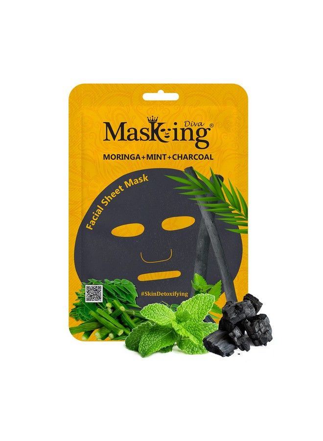 MASKING Diva Charcoal Facial Sheet Mask Combo; Natural Charcoal Sheet Mask ;Face Sheet Mask For Women Men Combo Pack Of 05 (100Ml/G)  - Image 5