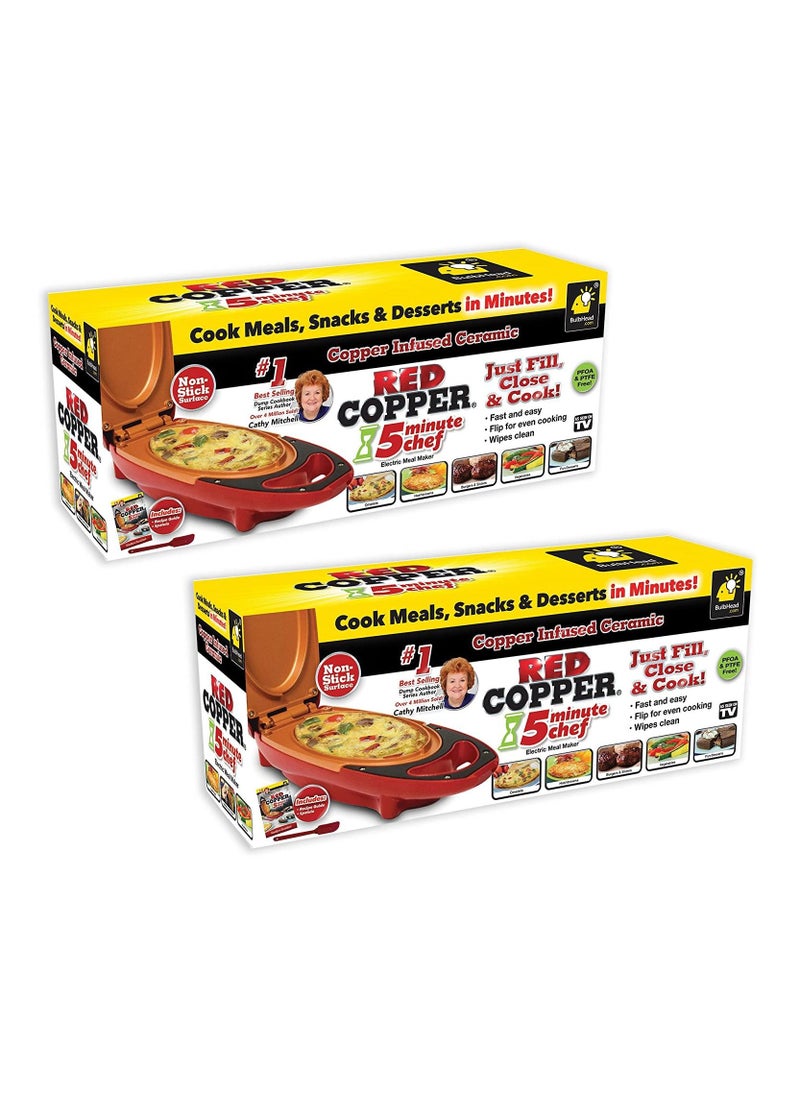 Red Copper - Red Copper 5 Minute Chef Double-Sided Copper-Infused Grill Pan with Non-Stick Anti-Scratch Surface for Making Delicious Omelet (Red) - Image 1