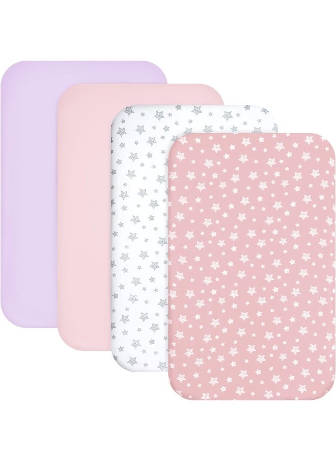 Moonsea Moonsea Mini Portable Crib Sheets 4 Pack for Girls  - Image 1