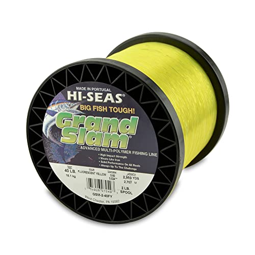 Hi-Seas Grand Slam Monofilament Line, 40 lb / 18.1 kg Test, .024 in / 0.60 mm Dia, Fluorescent Yellow, 2960 yd / 2707 m - Image 1